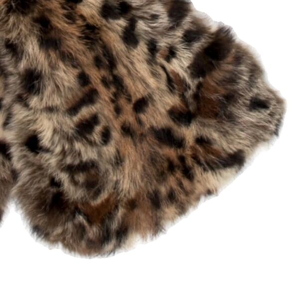 Adrienne Landau Leopard Print Rabbit Fur Pull Thru Scarf - Picture 6 of 14
